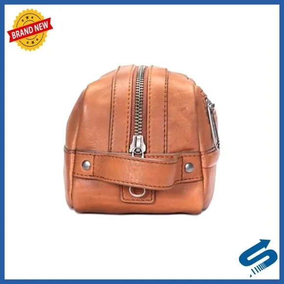 Genuine Leather Men's Dopp Kit Bag with Organization Pockets